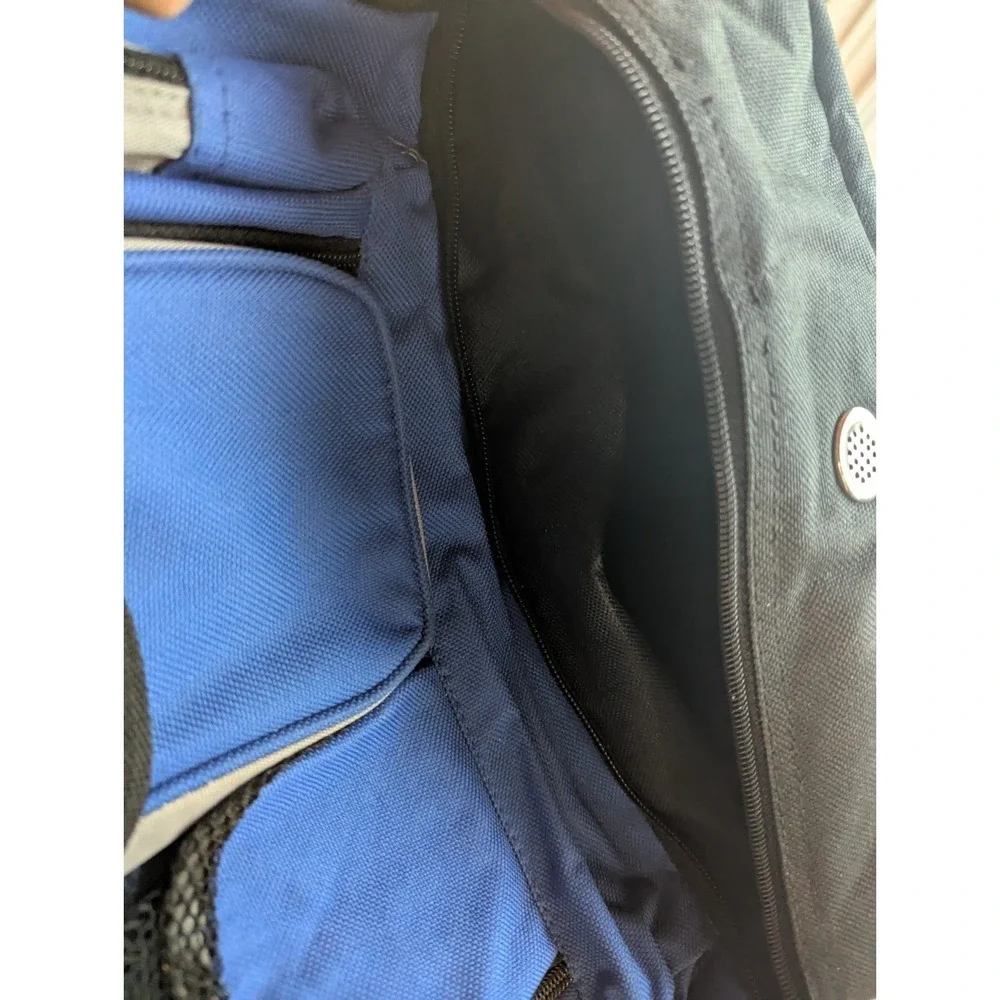 Mountain Terrain Backpack Black Blue Multi-Pockets School Backpack Zippered
